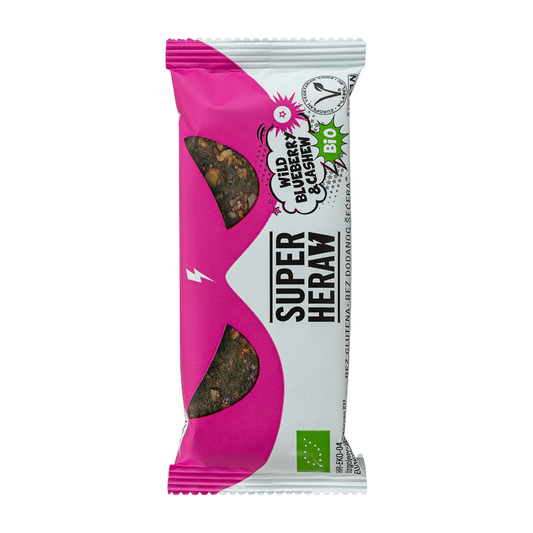 Superheraw | Organic Bar | Wild Blueberry & Cashew | 45 gram